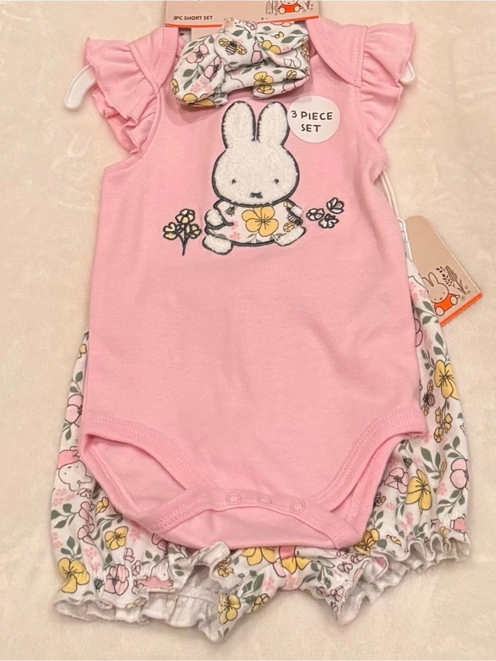 miffy Pink Floral 3-Piece Baby Matching Set